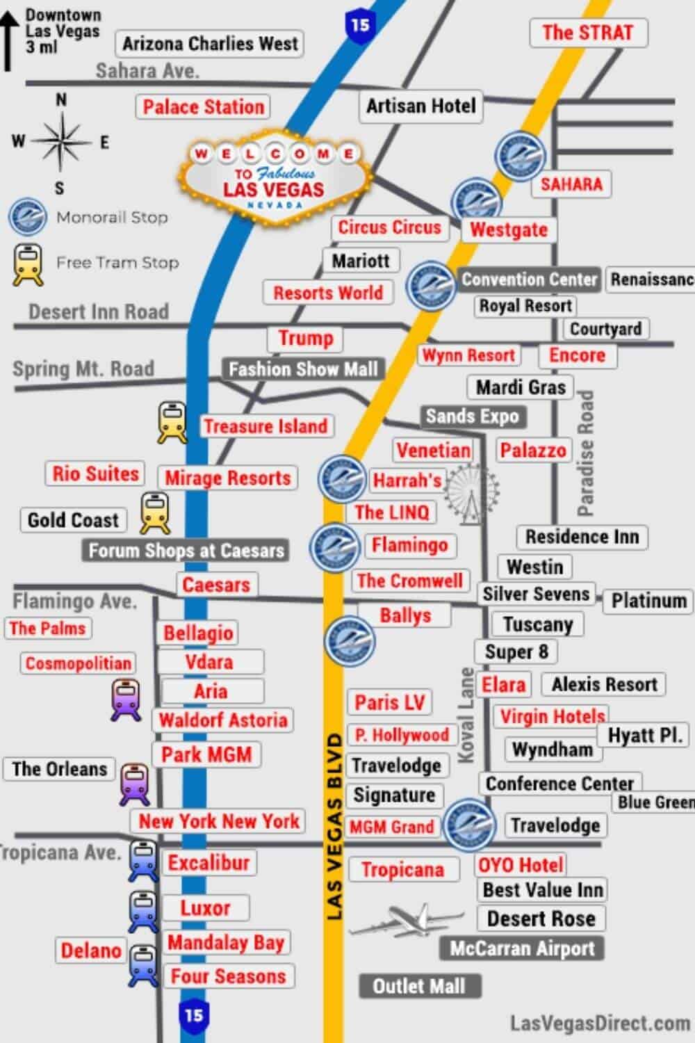 Las Vegas Strip Travel Guide Map